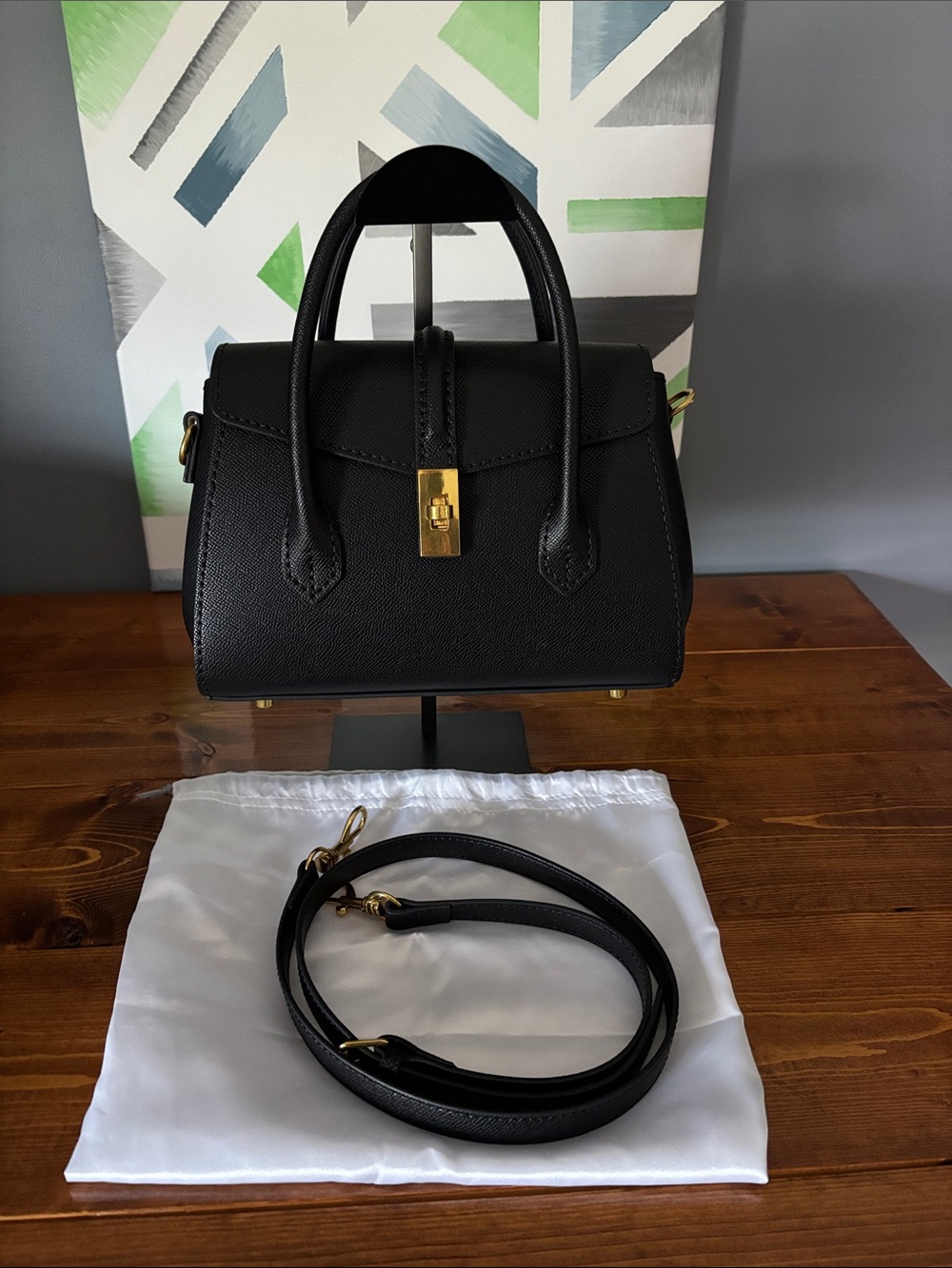 Like New Leather Satchel Bag with Brass Hardware